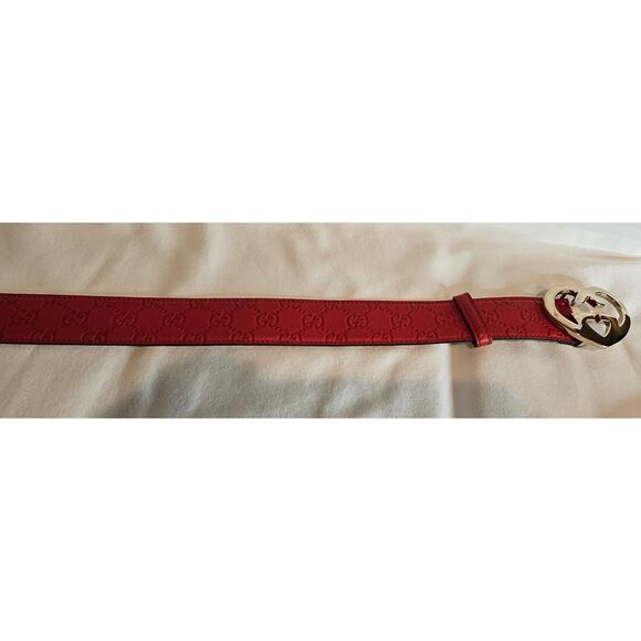 Gucci Red Guccissima Leather Heart Buckle Size 80cm/32 in - Picture 6 of 9